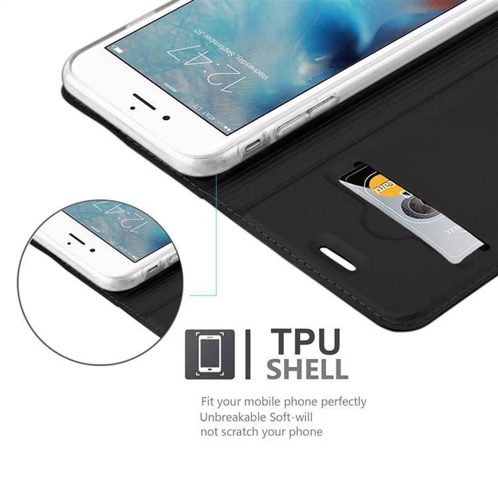 Cadorabo Handyhülle für Apple iPhone 6 PLUS / 6S PLUS Schutz Hülle in Schwarz Cover Etui Book Case Booklet