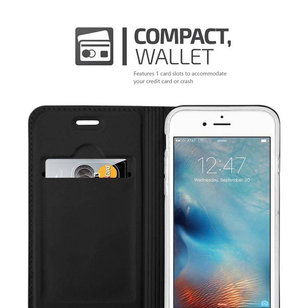 Cadorabo Handyhülle für Apple iPhone 6 PLUS / 6S PLUS Schutz Hülle in Schwarz Cover Etui Book Case Booklet