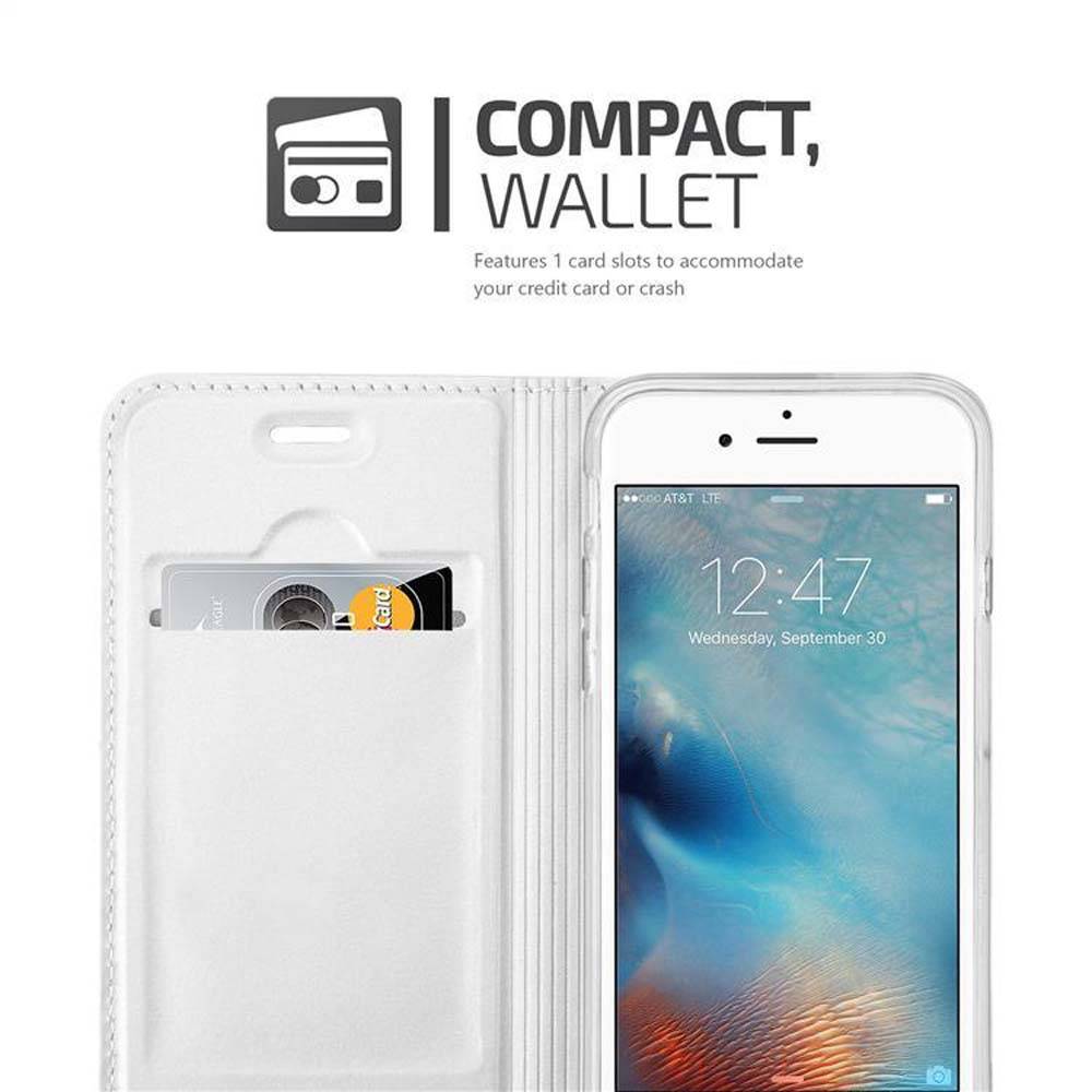 Cadorabo Handyhülle für Apple iPhone 6 PLUS / 6S PLUS Schutz Hülle in Silber Cover Etui Book Case Booklet