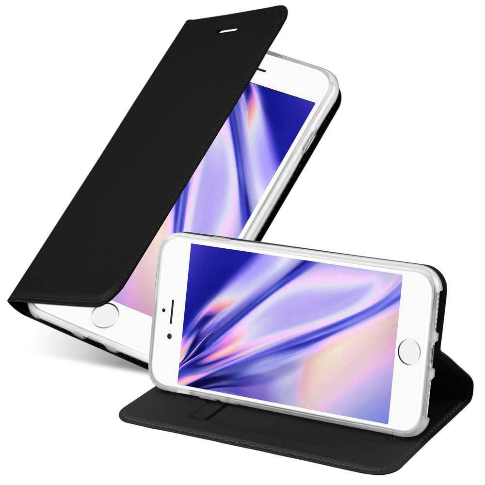 Cadorabo Handyhülle für Apple iPhone 7 / 7S / 8 / SE 2020 Schutz Hülle in Schwarz Cover Etui Book Case Booklet