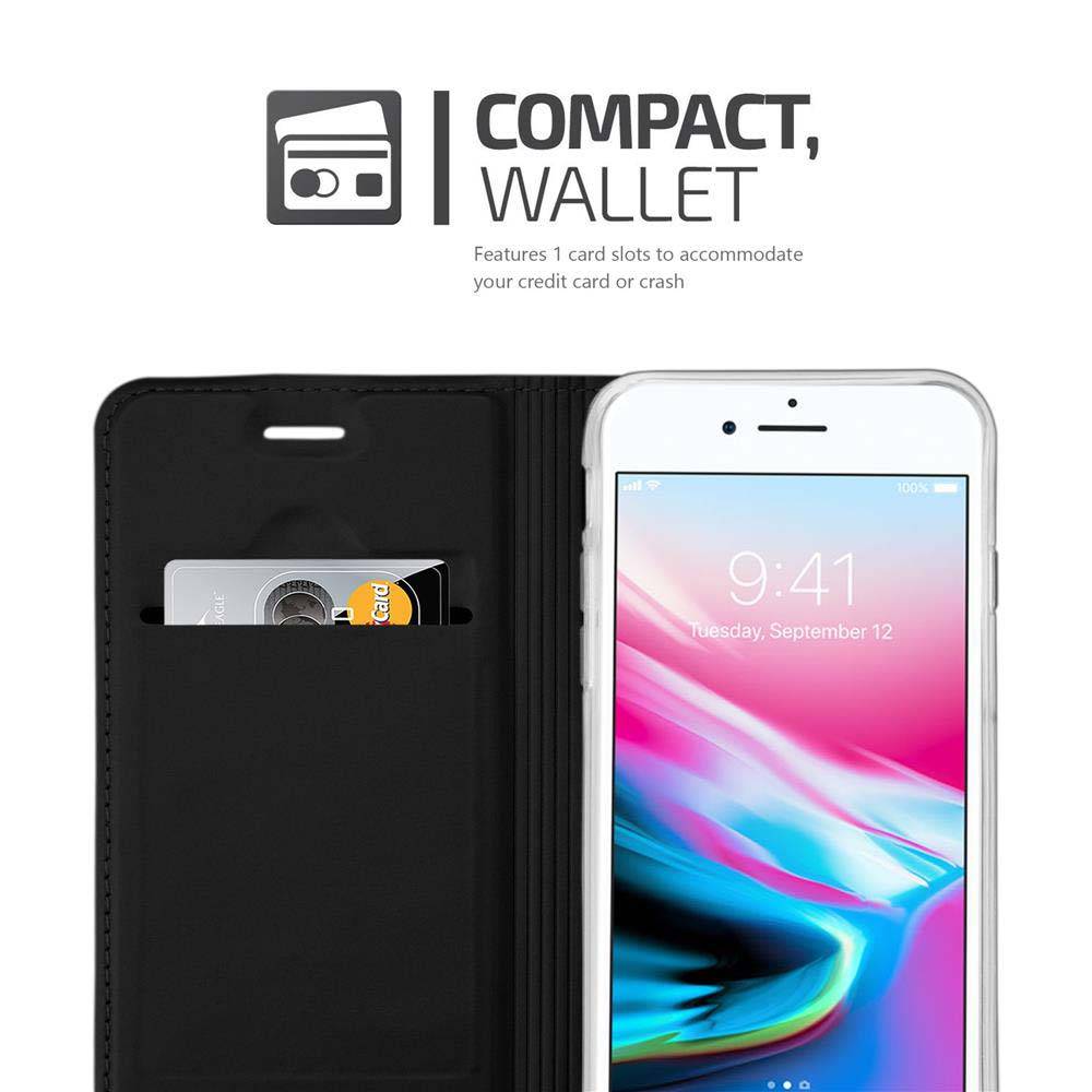 Cadorabo Handyhülle für Apple iPhone 7 / 7S / 8 / SE 2020 Schutz Hülle in Schwarz Cover Etui Book Case Booklet