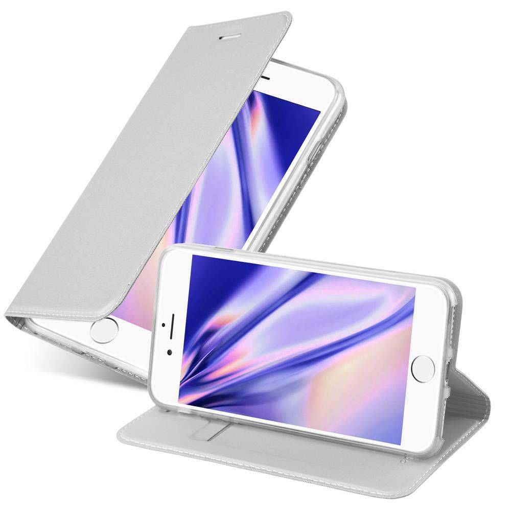 Cadorabo Handyhülle für Apple iPhone 7 / 7S / 8 / SE 2020 Schutz Hülle in Silber Cover Etui Book Case Booklet