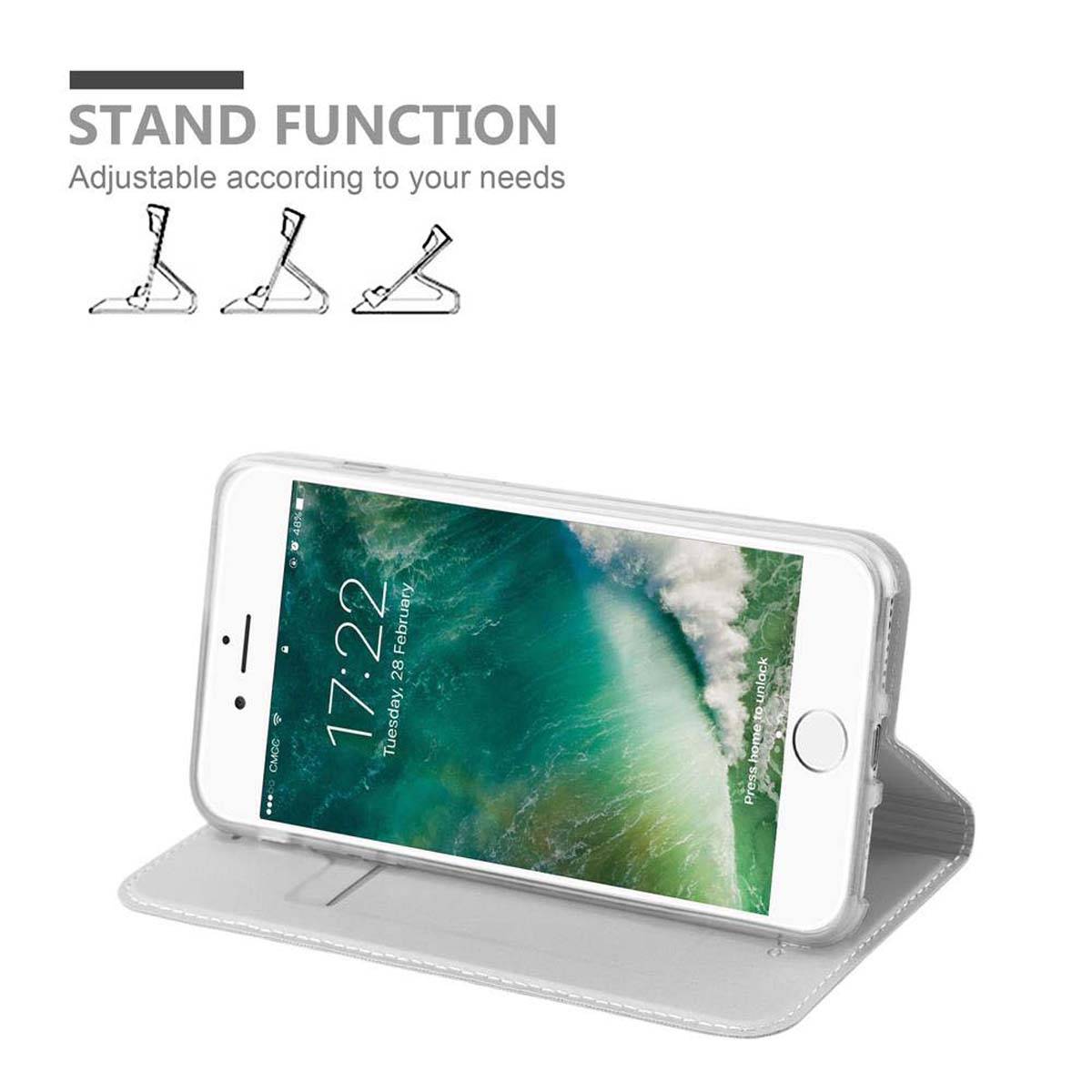 Cadorabo Handyhülle für Apple iPhone 7 PLUS / 7S PLUS / 8 PLUS Schutz Hülle in Silber Cover Etui Book Case Booklet