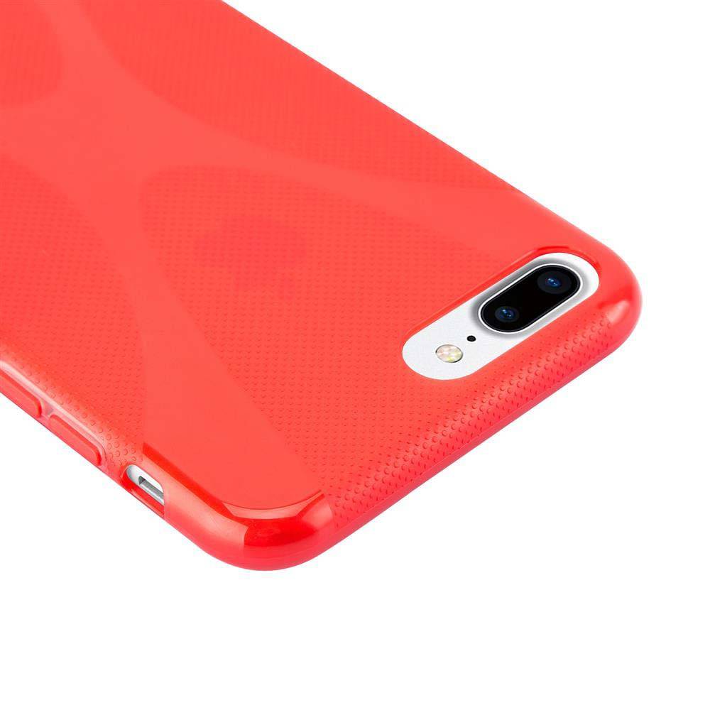 Cadorabo Handyhülle für Apple iPhone 7 PLUS / 7S PLUS / 8 PLUS in Rot Hülle Schutzhülle TPU Silikon Backcover Case