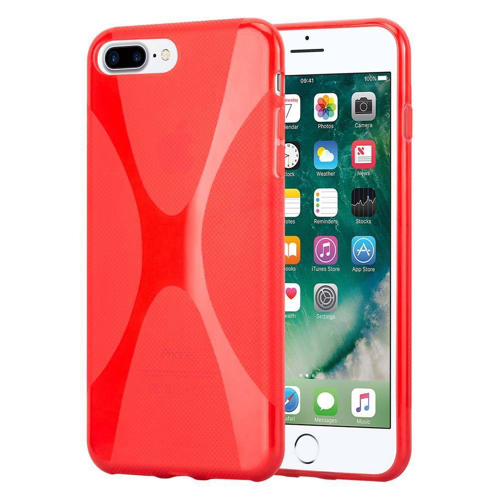 Cadorabo Handyhülle für Apple iPhone 7 PLUS / 7S PLUS / 8 PLUS in Rot Hülle Schutzhülle TPU Silikon Backcover Case