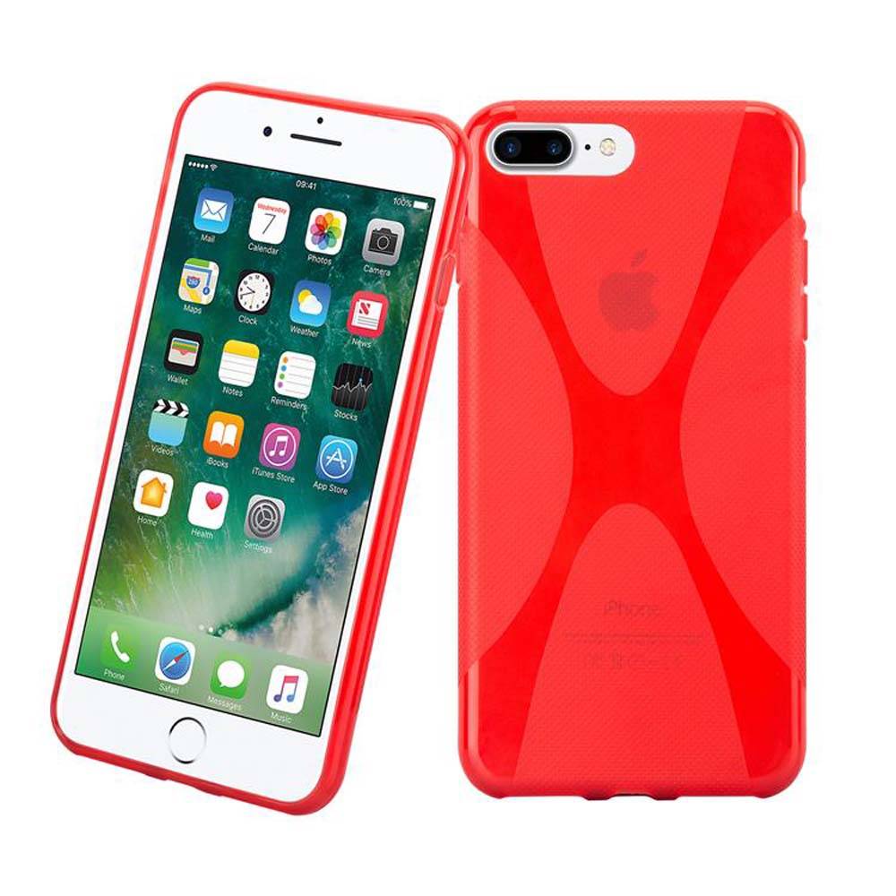 Cadorabo Handyhülle für Apple iPhone 7 PLUS / 7S PLUS / 8 PLUS in Rot Hülle Schutzhülle TPU Silikon Backcover Case