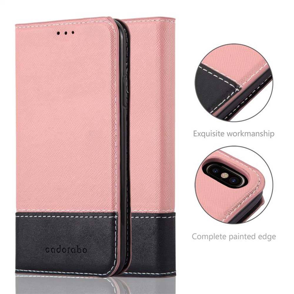 Cadorabo Hülle für Apple iPhone X / XS Schutzhülle in Rosa SHandyhülle Book Case Etui Kunstleder