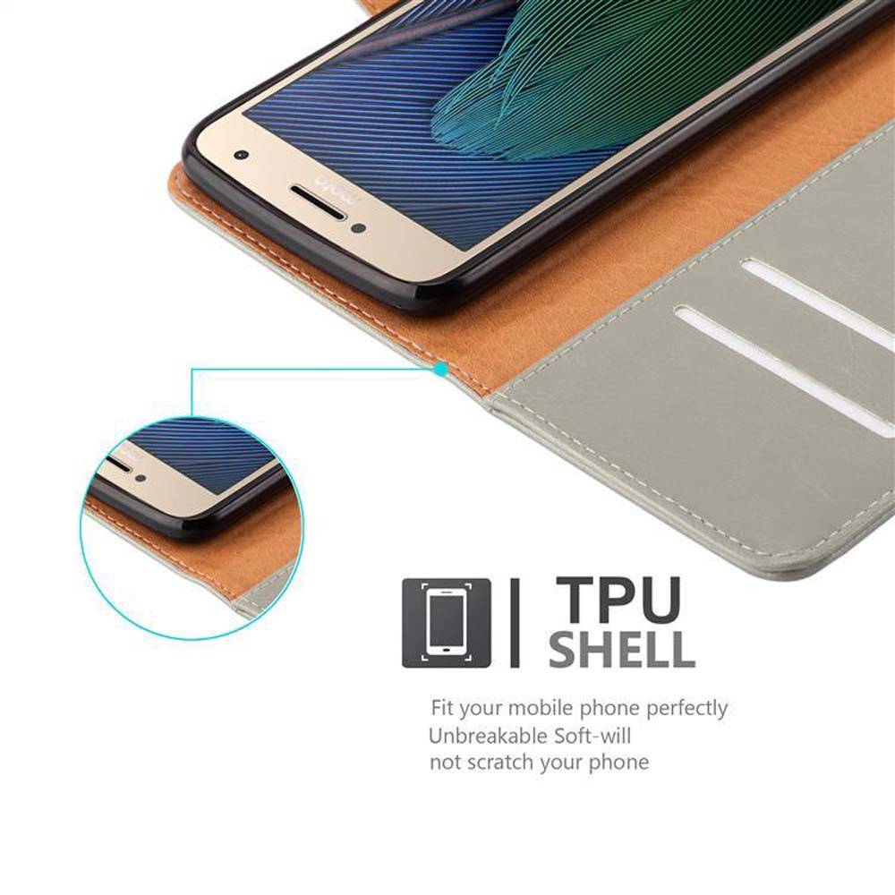 Cadorabo Hülle für Motorola MOTO G5 PLUS Schutzhülle in Braun Handyhülle Book Tasche Case Etui Luxury
