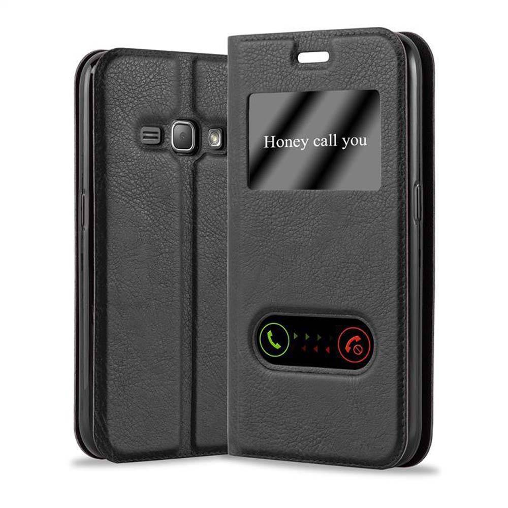 Cadorabo Schutzhülle für Samsung Galaxy J1 2015 Hülle in Schwarz Handyhülle Book Case Cover Etui