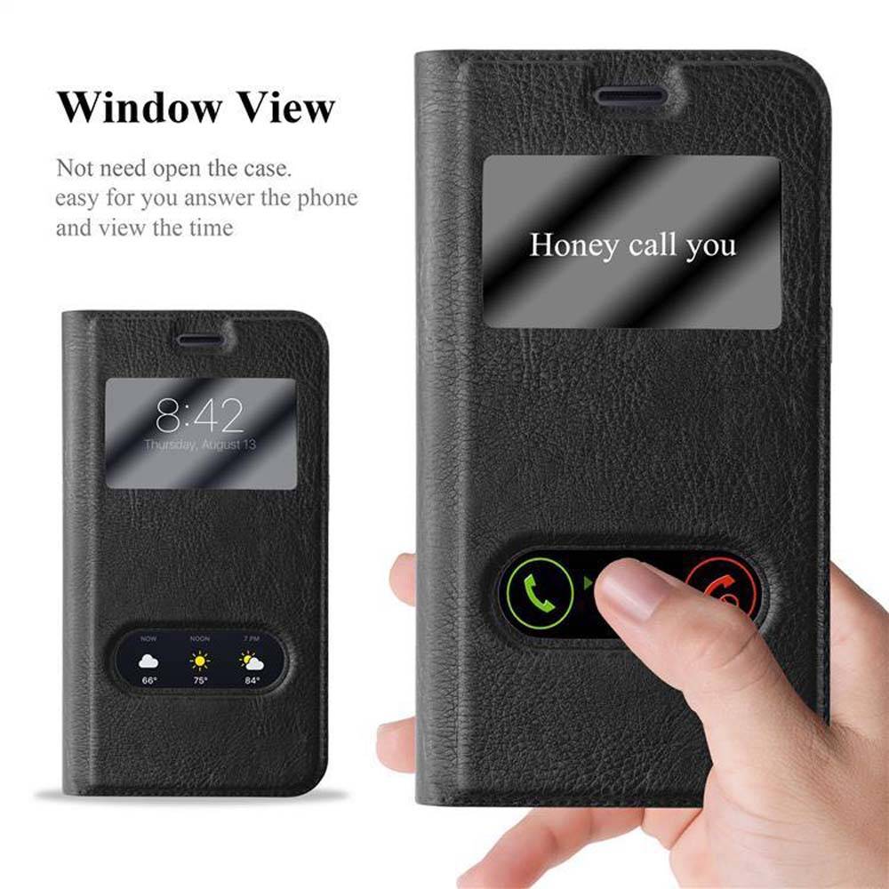 Cadorabo Schutzhülle für Samsung Galaxy J1 2015 Hülle in Schwarz Handyhülle Book Case Cover Etui