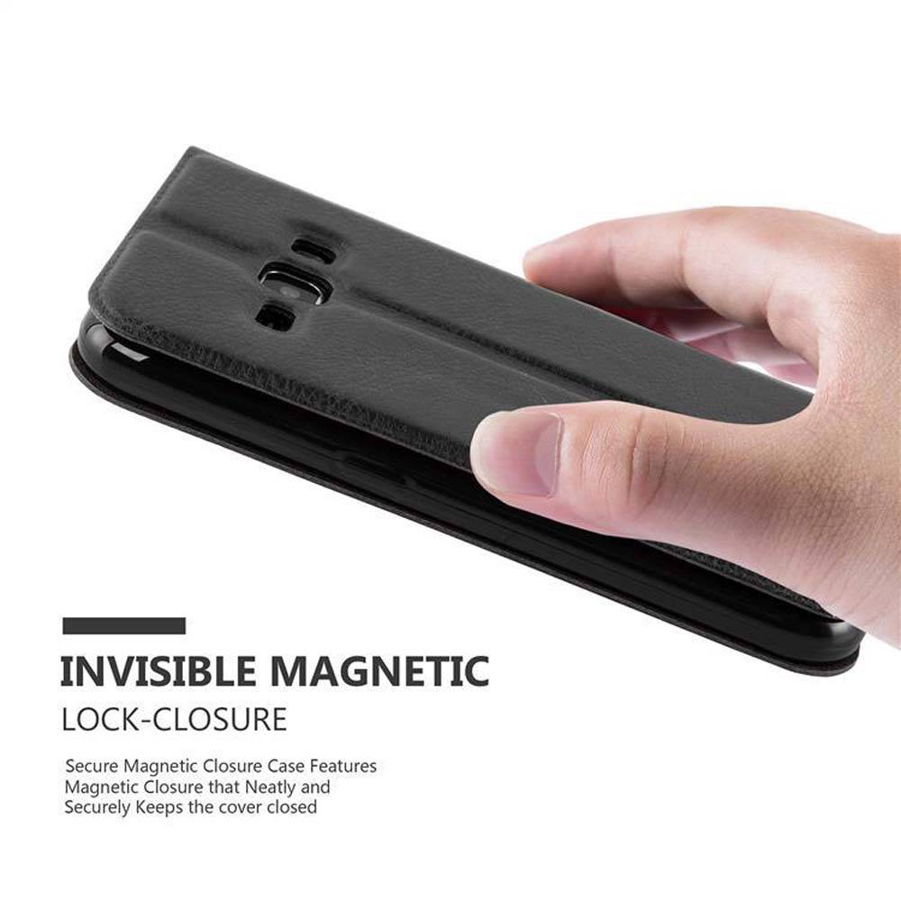 Cadorabo Schutzhülle für Samsung Galaxy J1 2015 Hülle in Schwarz Handyhülle Book Case Cover Etui