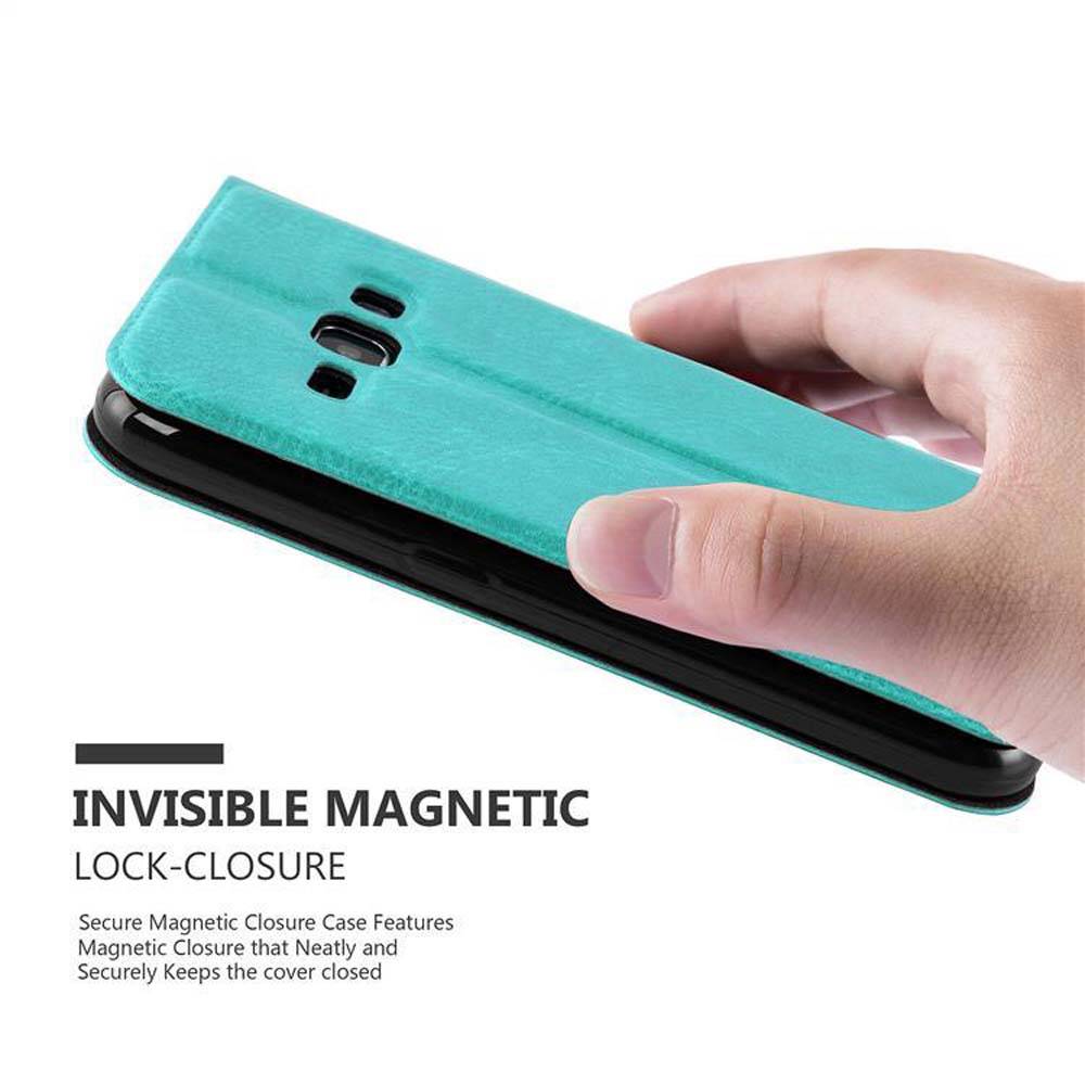 Cadorabo Schutzhülle für Samsung Galaxy J1 2015 Hülle in Türkis Handyhülle Book Case Cover Etui