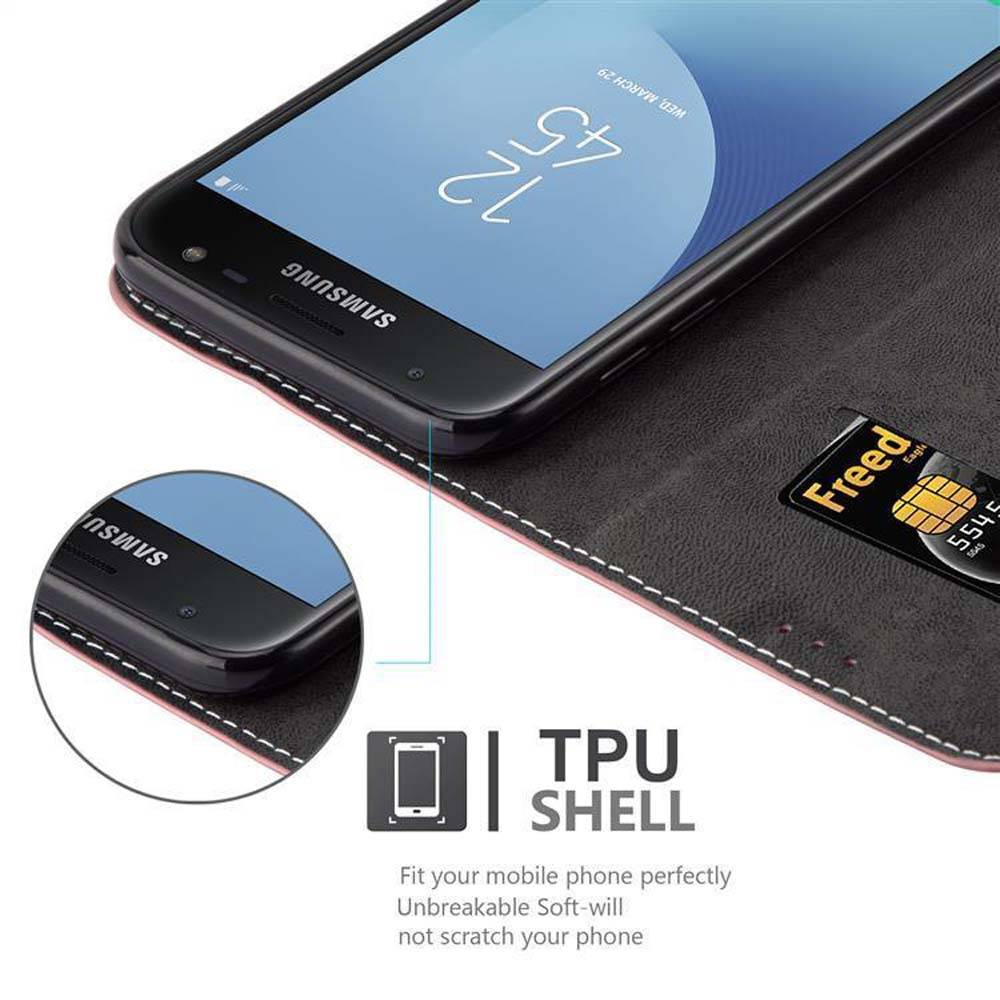 Cadorabo Hülle für Samsung Galaxy J7 2017 Schutzhülle in Rosa SHandyhülle Book Case Etui Kunstleder