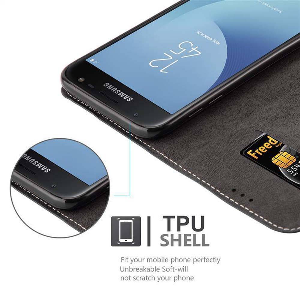 Cadorabo Hülle für Samsung Galaxy J7 2017 Schutzhülle in Schwarz SHandyhülle Book Case Etui Kunstleder