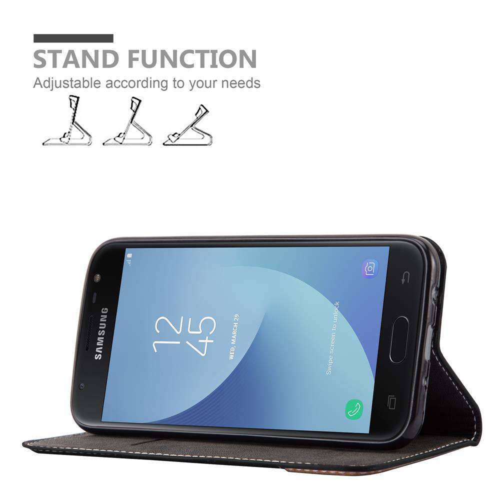 Cadorabo Hülle für Samsung Galaxy J7 2017 Schutzhülle in Schwarz SHandyhülle Book Case Etui Kunstleder