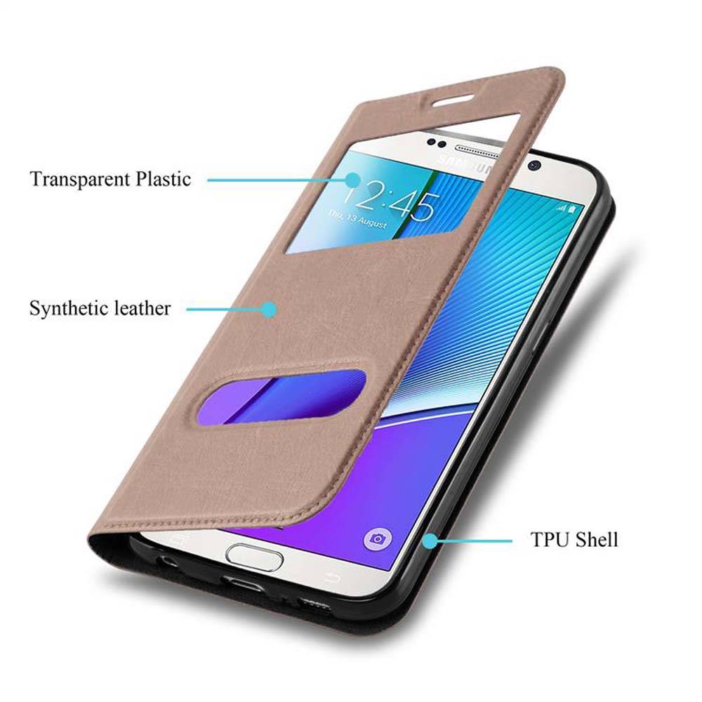 Cadorabo Schutzhülle für Samsung Galaxy NOTE 5 Hülle in Braun Handyhülle Book Case Cover Etui