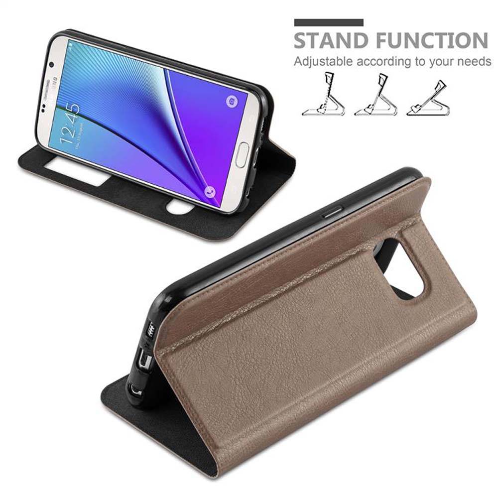 Cadorabo Schutzhülle für Samsung Galaxy NOTE 5 Hülle in Braun Handyhülle Book Case Cover Etui