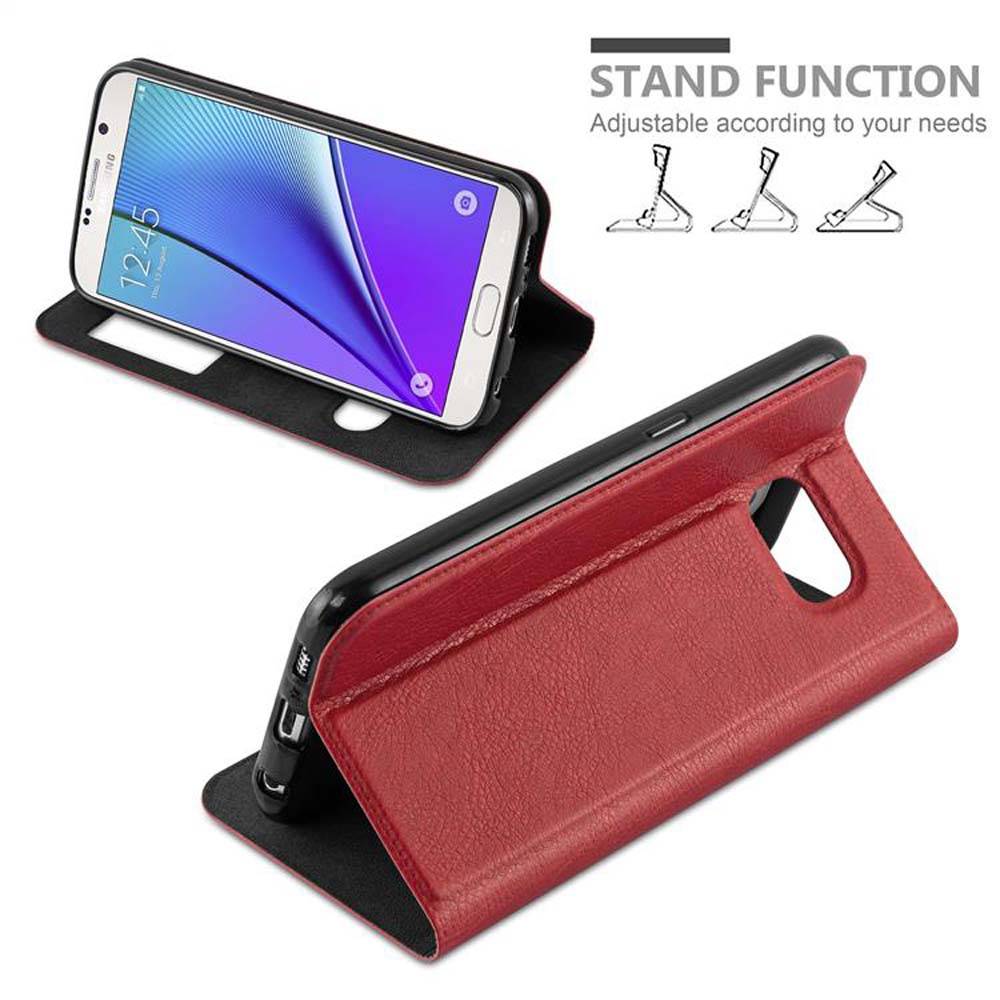 Cadorabo Schutzhülle für Samsung Galaxy NOTE 5 Hülle in Rot Handyhülle Book Case Cover Etui