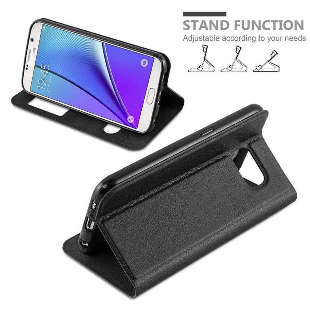 Cadorabo Schutzhülle für Samsung Galaxy NOTE 5 Hülle in Schwarz Handyhülle Book Case Cover Etui