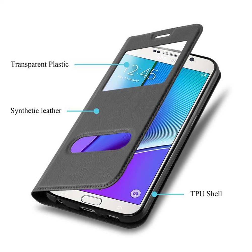 Cadorabo Schutzhülle für Samsung Galaxy NOTE 5 Hülle in Schwarz Handyhülle Book Case Cover Etui
