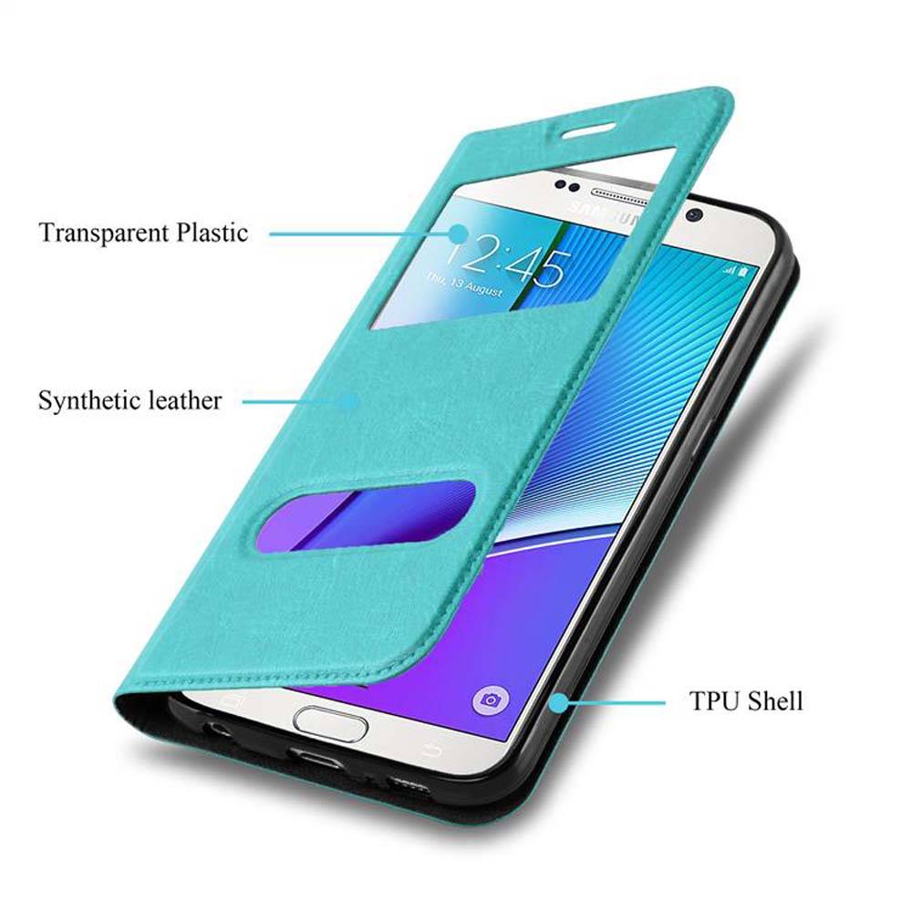 Cadorabo Schutzhülle für Samsung Galaxy NOTE 5 Hülle in Türkis Handyhülle Book Case Cover Etui