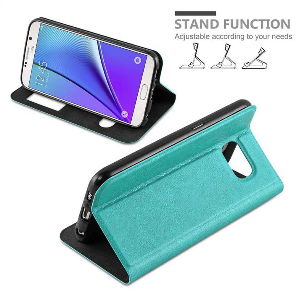 Cadorabo Schutzhülle für Samsung Galaxy NOTE 5 Hülle in Türkis Handyhülle Book Case Cover Etui