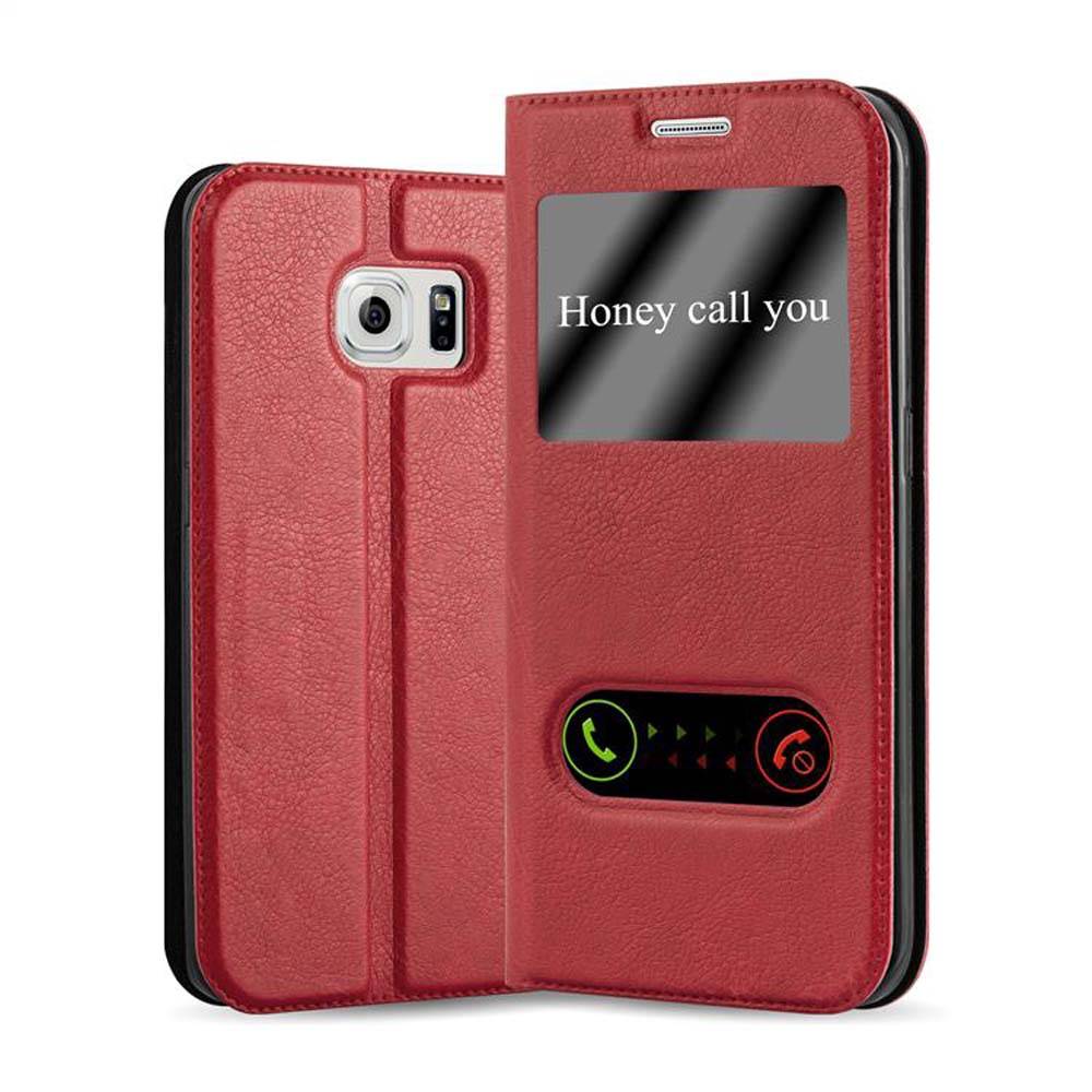 Cadorabo Schutzhülle für Samsung Galaxy S6 EDGE PLUS Hülle in Rot Handyhülle Book Case Cover Etui