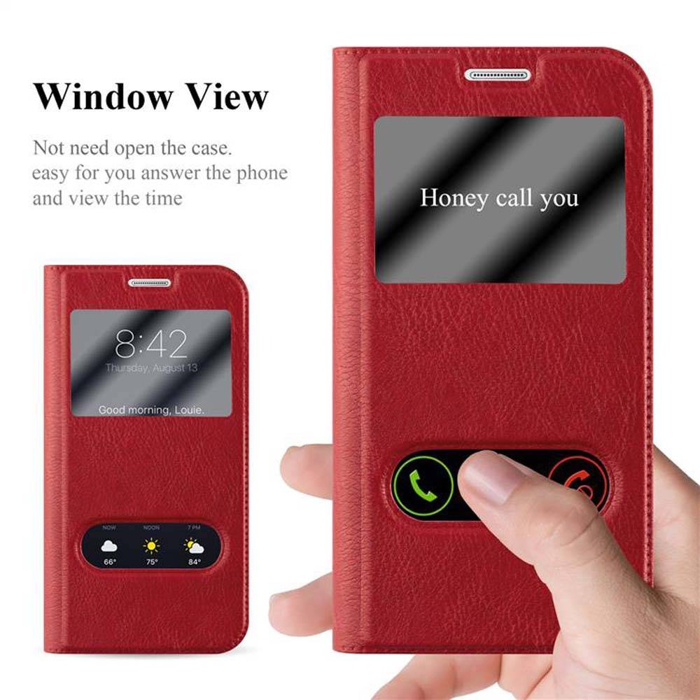 Cadorabo Schutzhülle für Samsung Galaxy S6 EDGE PLUS Hülle in Rot Handyhülle Book Case Cover Etui