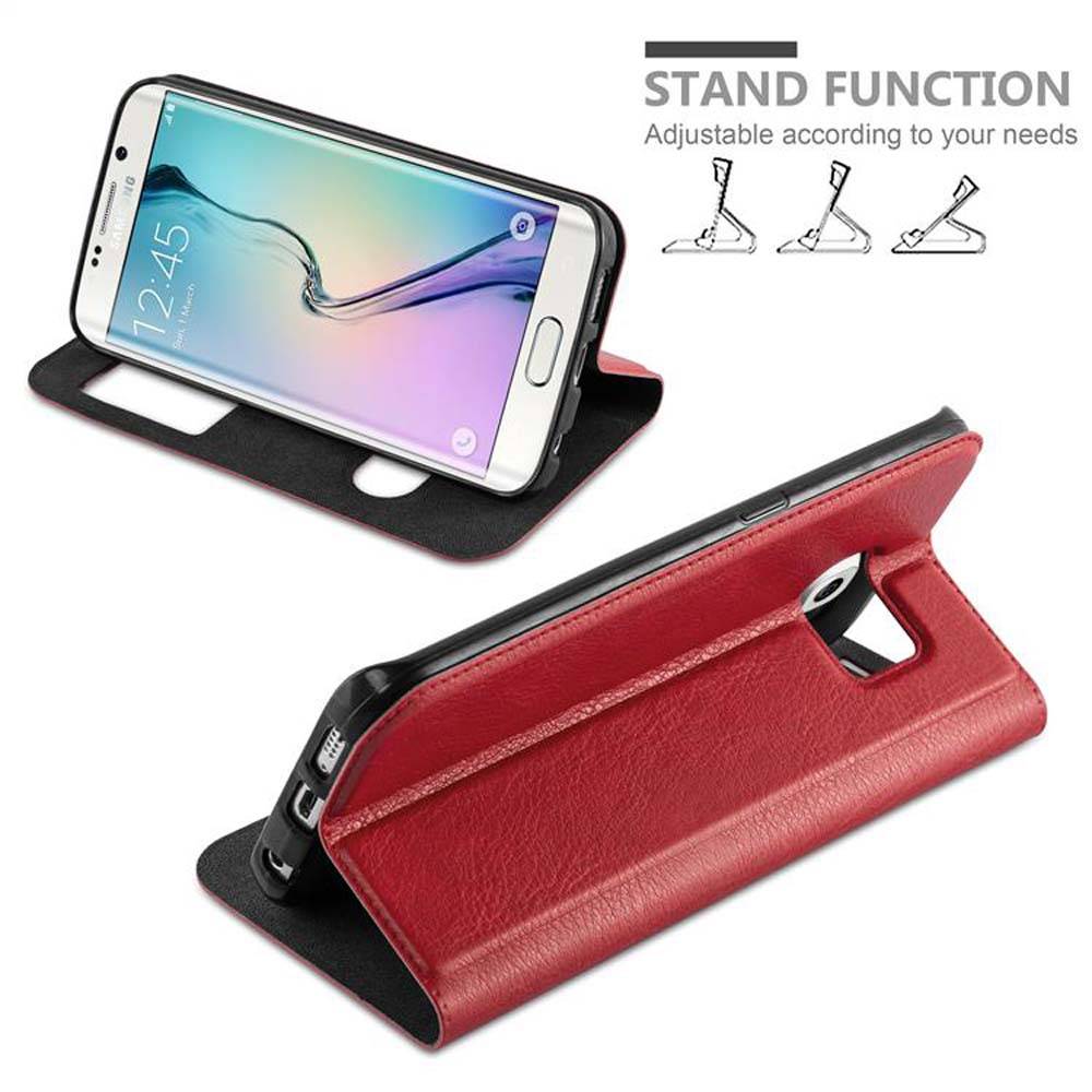 Cadorabo Schutzhülle für Samsung Galaxy S6 EDGE PLUS Hülle in Rot Handyhülle Book Case Cover Etui
