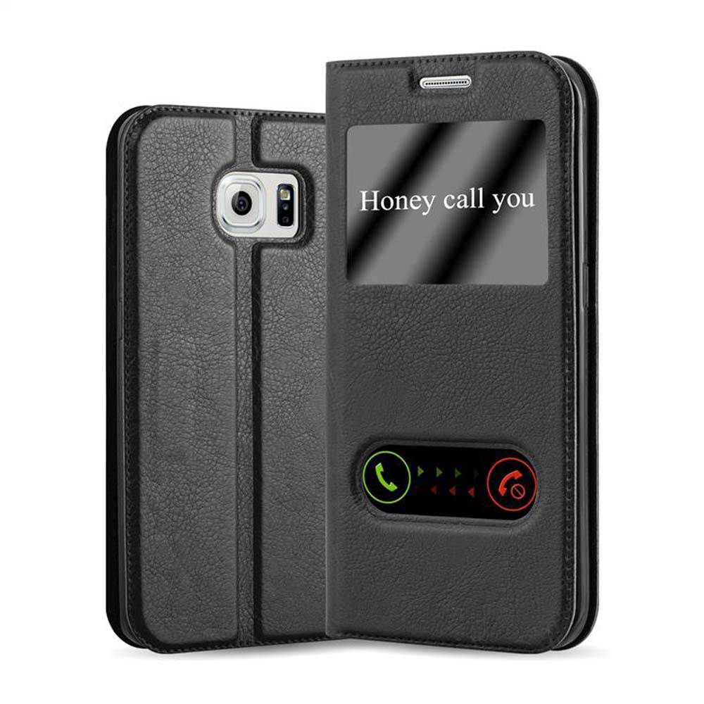 Cadorabo Schutzhülle für Samsung Galaxy S6 EDGE PLUS Hülle in Schwarz Handyhülle Book Case Cover Etui