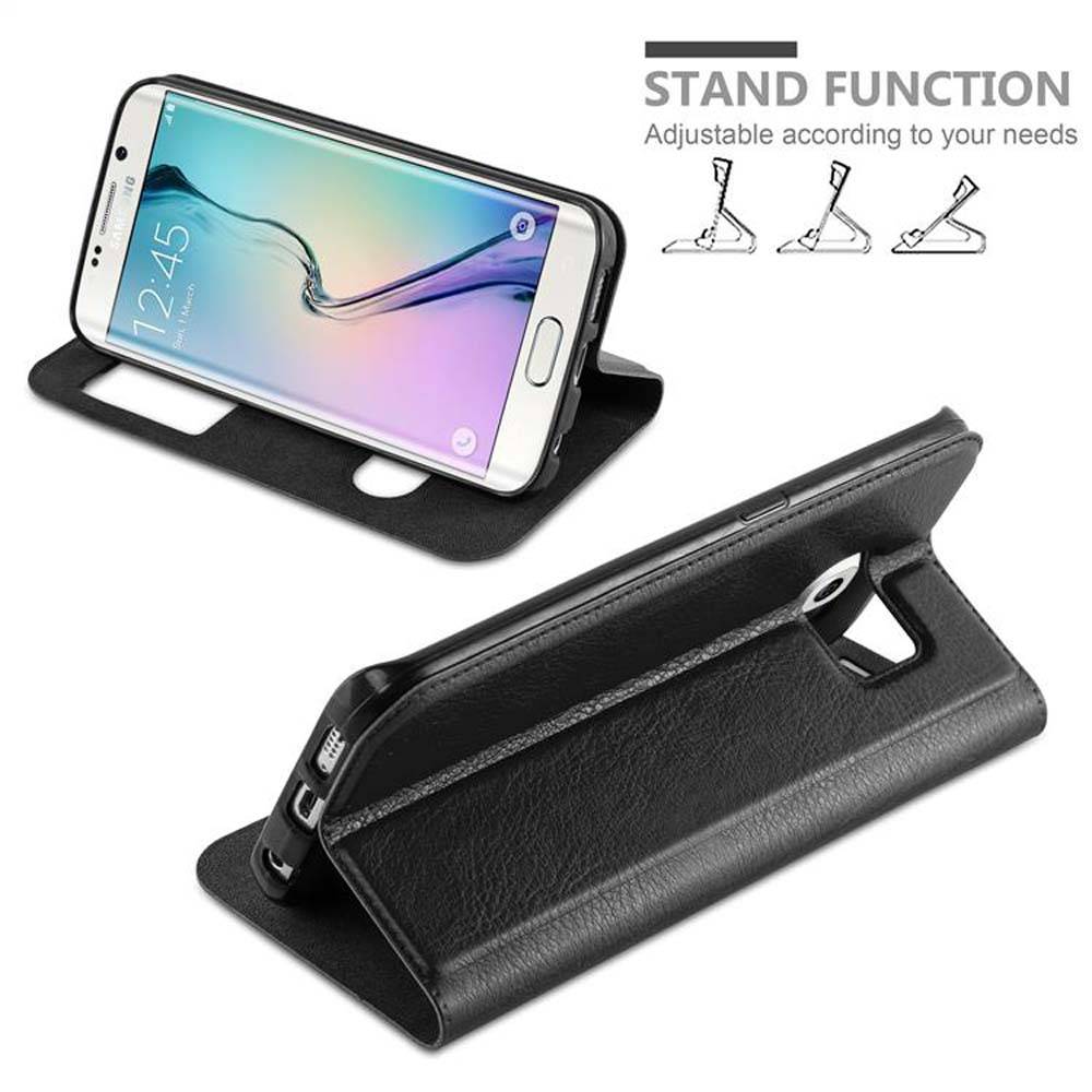 Cadorabo Schutzhülle für Samsung Galaxy S6 EDGE PLUS Hülle in Schwarz Handyhülle Book Case Cover Etui