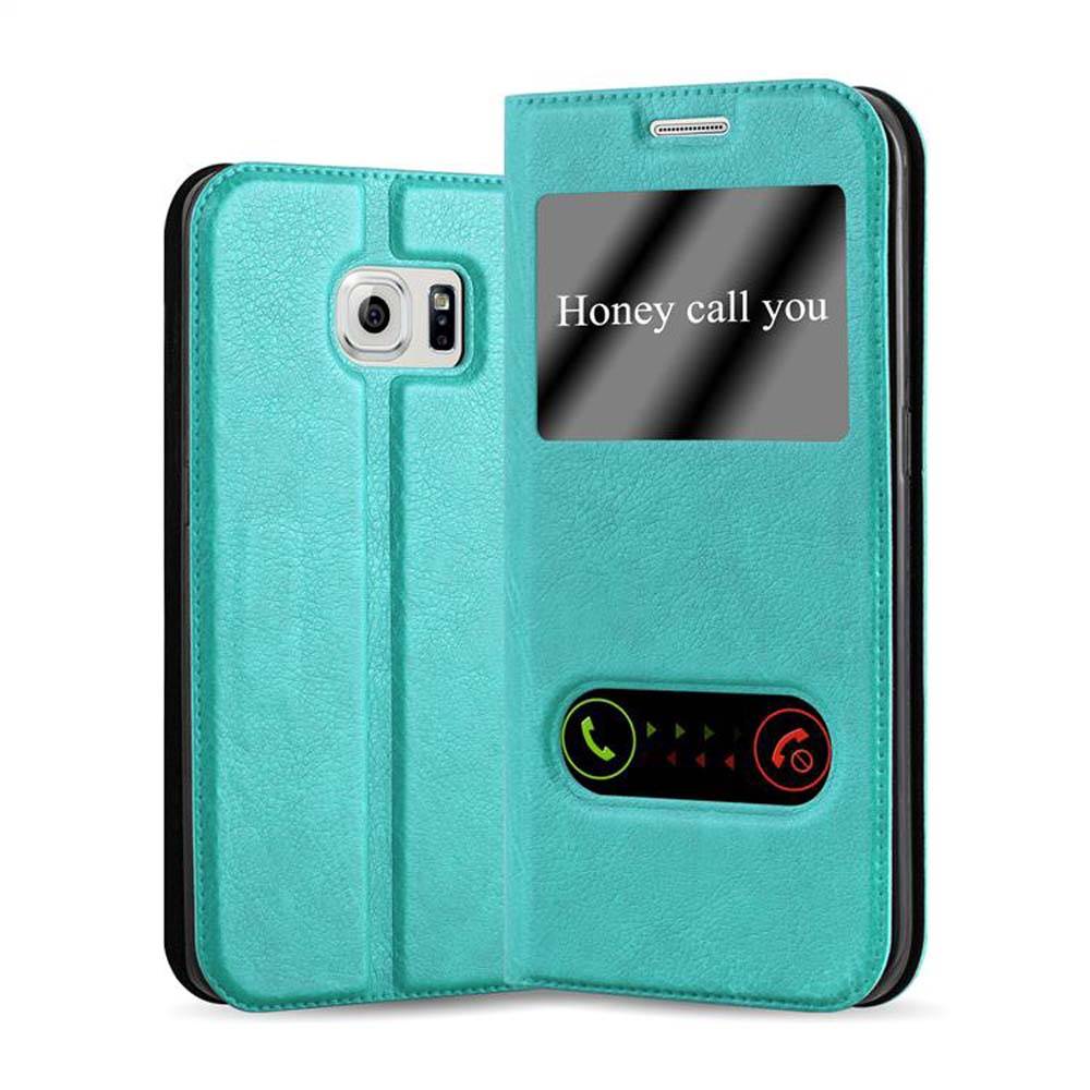 Cadorabo Schutzhülle für Samsung Galaxy S6 EDGE PLUS Hülle in Türkis Handyhülle Book Case Cover Etui