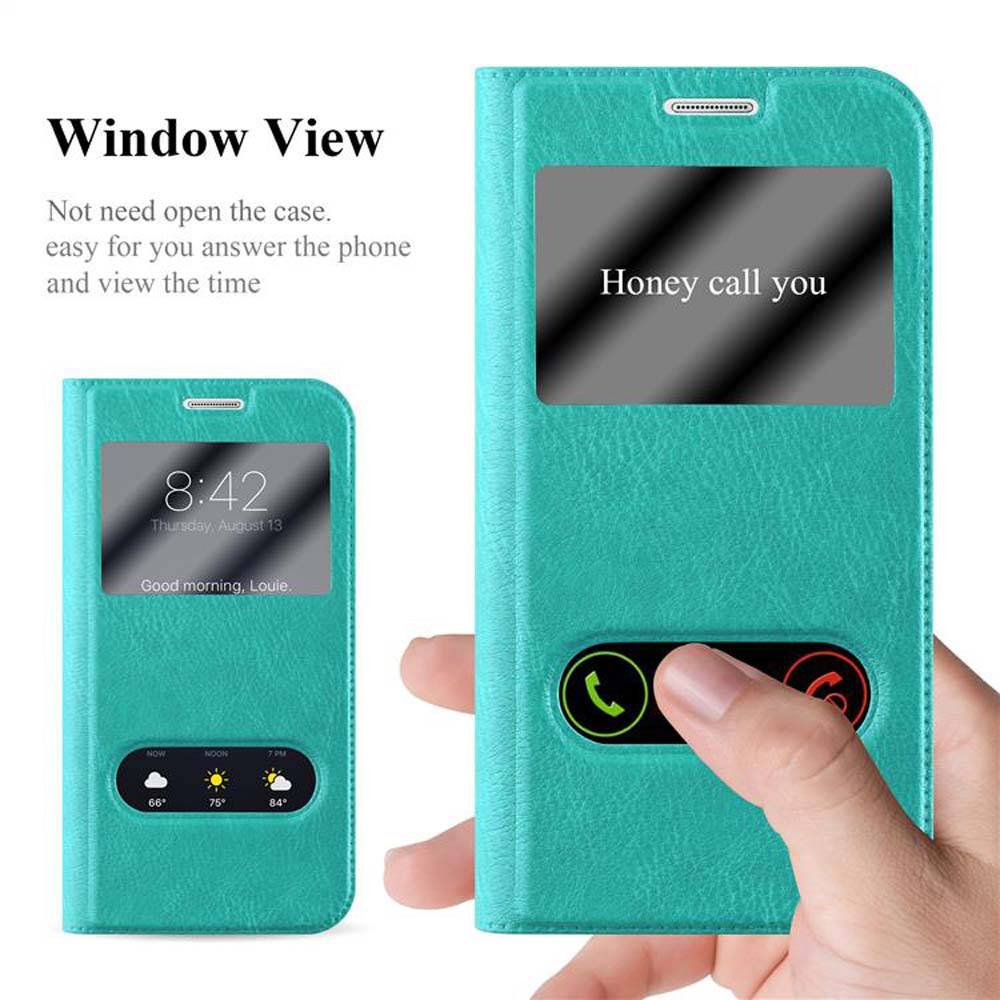 Cadorabo Schutzhülle für Samsung Galaxy S6 EDGE PLUS Hülle in Türkis Handyhülle Book Case Cover Etui