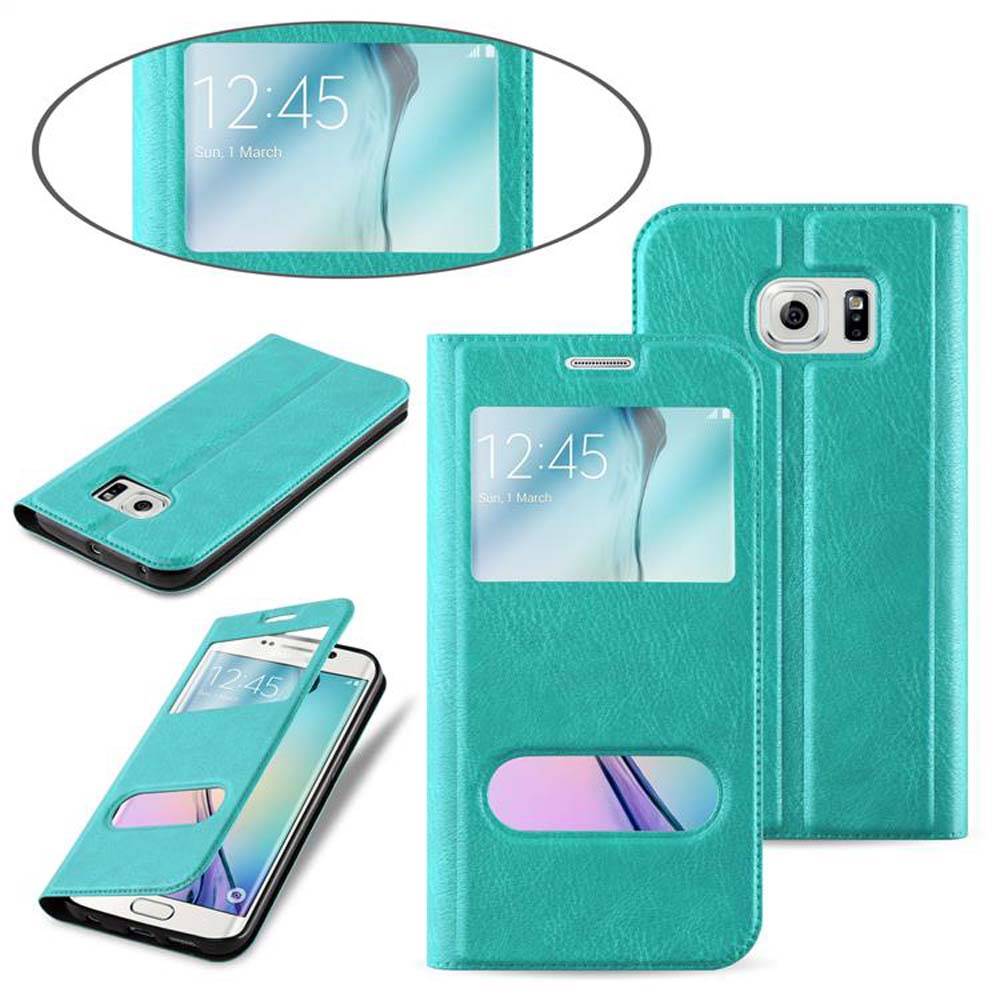 Cadorabo Schutzhülle für Samsung Galaxy S6 EDGE PLUS Hülle in Türkis Handyhülle Book Case Cover Etui