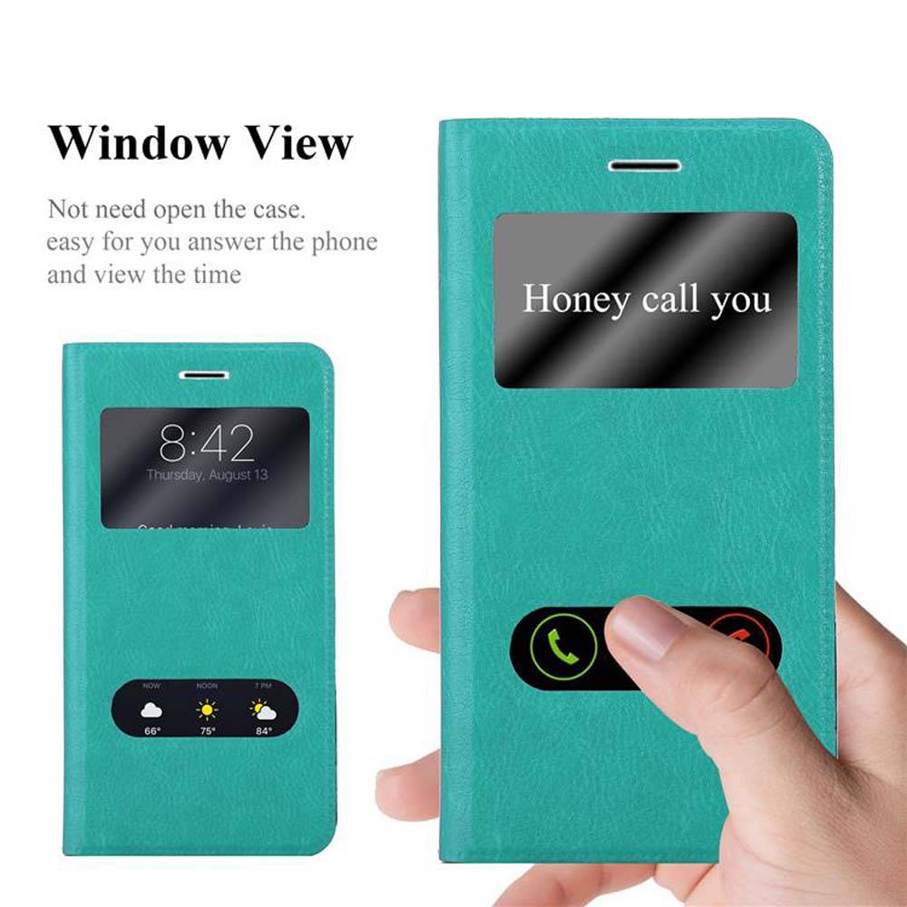 Cadorabo Schutzhülle für Samsung Galaxy A7 2015 Hülle in Türkis Handyhülle Book Case Cover Etui