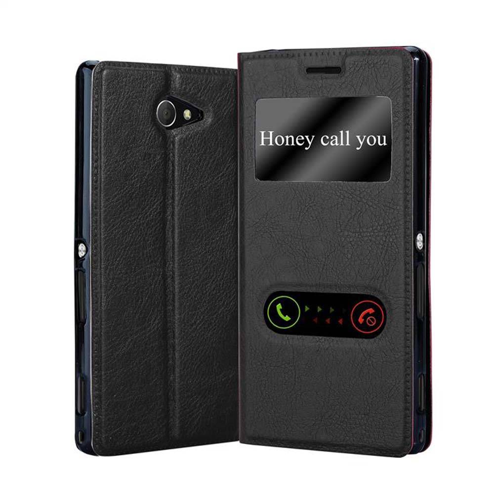 Cadorabo Schutzhülle für Sony Xperia M2 / M2 AQUA Hülle in Schwarz Handyhülle Book Case Cover Etui