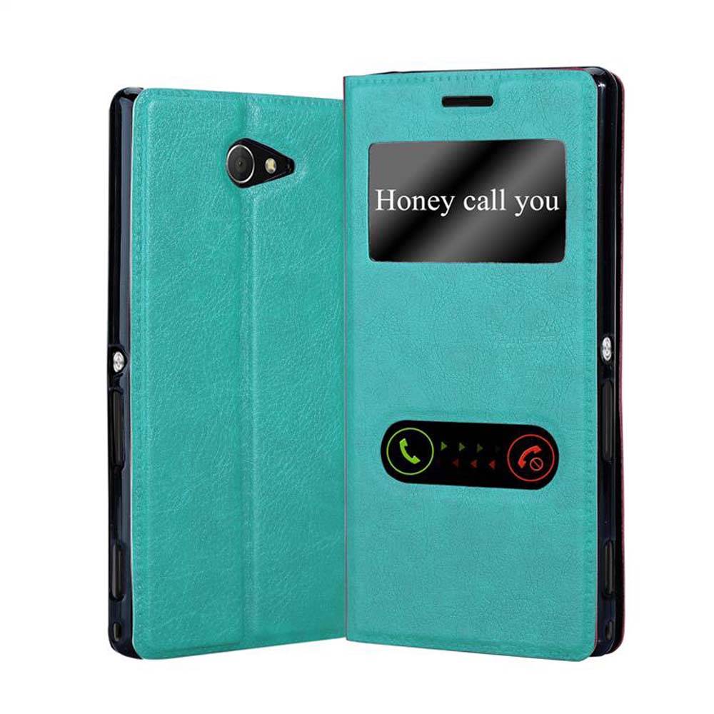 Cadorabo Schutzhülle für Sony Xperia M2 / M2 AQUA Hülle in Türkis Handyhülle Book Case Cover Etui