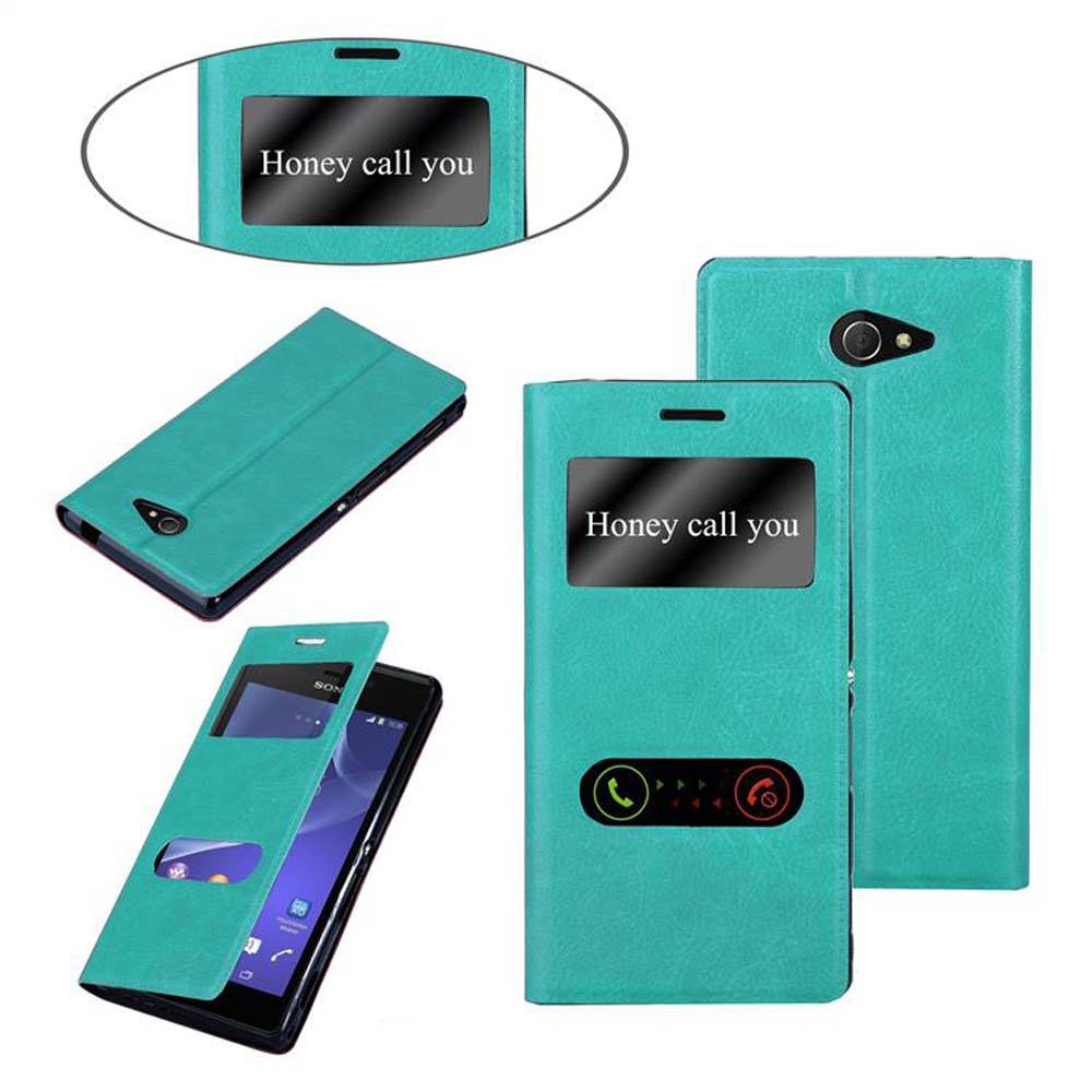 Cadorabo Schutzhülle für Sony Xperia M2 / M2 AQUA Hülle in Türkis Handyhülle Book Case Cover Etui