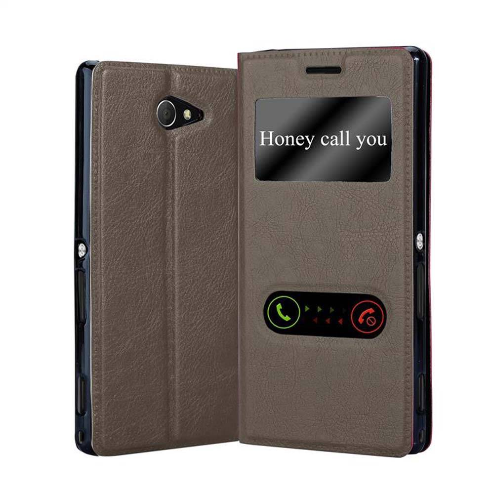 Cadorabo Schutzhülle für Sony Xperia M2 / M2 AQUA Hülle in Braun Handyhülle Book Case Cover Etui