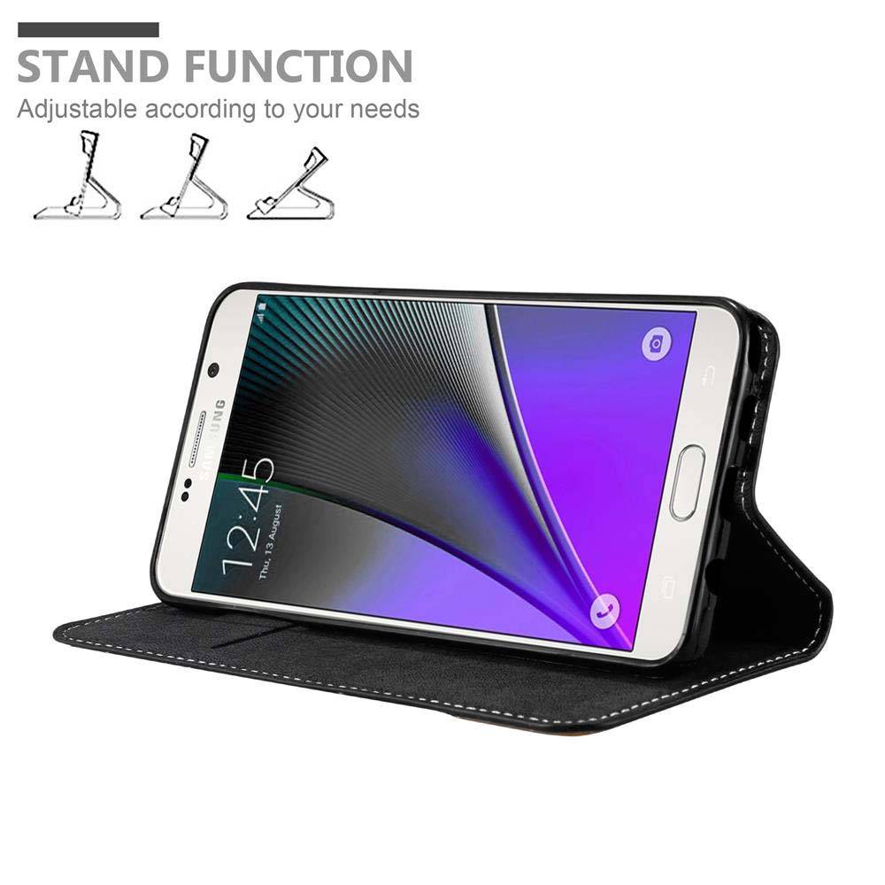 Cadorabo Hülle für Samsung Galaxy NOTE 5 Schutzhülle in Schwarz SHandyhülle Book Case Etui Kunstleder