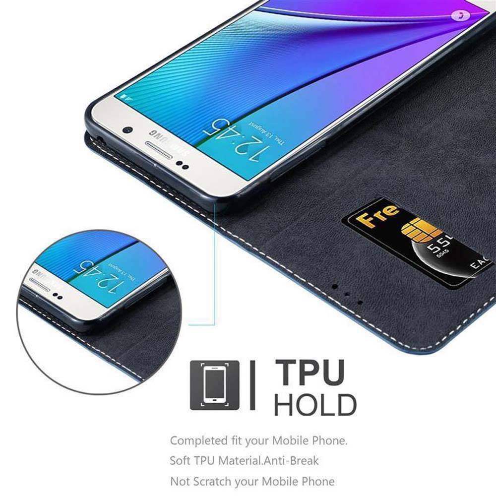 Cadorabo Hülle für Samsung Galaxy NOTE 5 Schutzhülle in Blau SHandyhülle Book Case Etui Kunstleder
