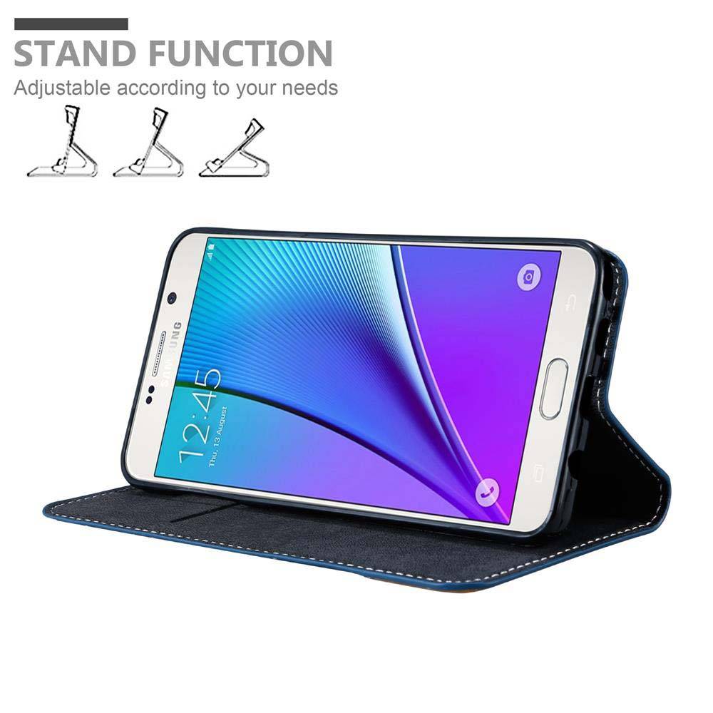 Cadorabo Hülle für Samsung Galaxy NOTE 5 Schutzhülle in Blau SHandyhülle Book Case Etui Kunstleder