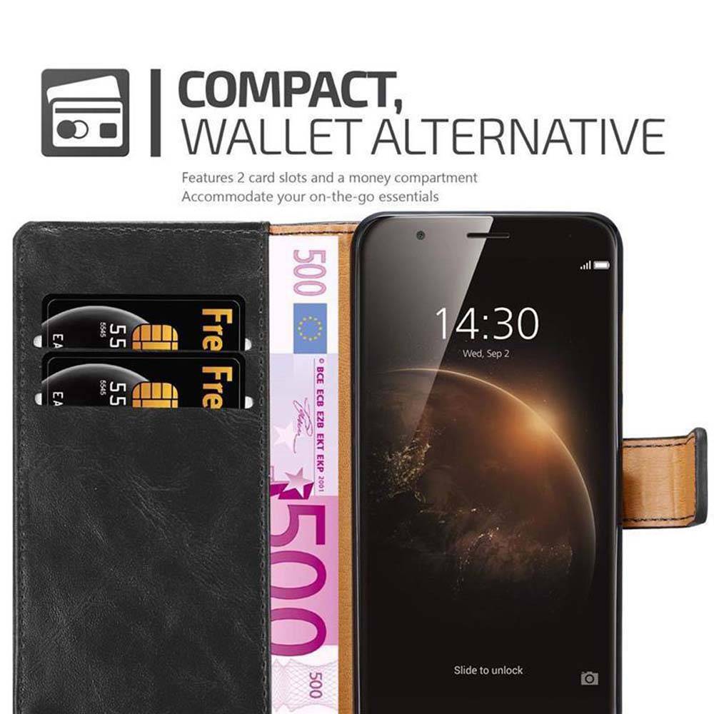 Cadorabo Hülle für Huawei ASCEND G7 PLUS / G8 / GX8 Schutzhülle in Schwarz Handyhülle Book Tasche Case Etui Luxury