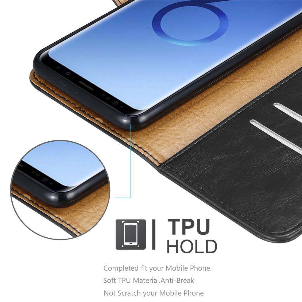 Cadorabo Hülle für Samsung Galaxy S9 PLUS Schutzhülle in Schwarz Handyhülle Book Tasche Case Etui Luxury