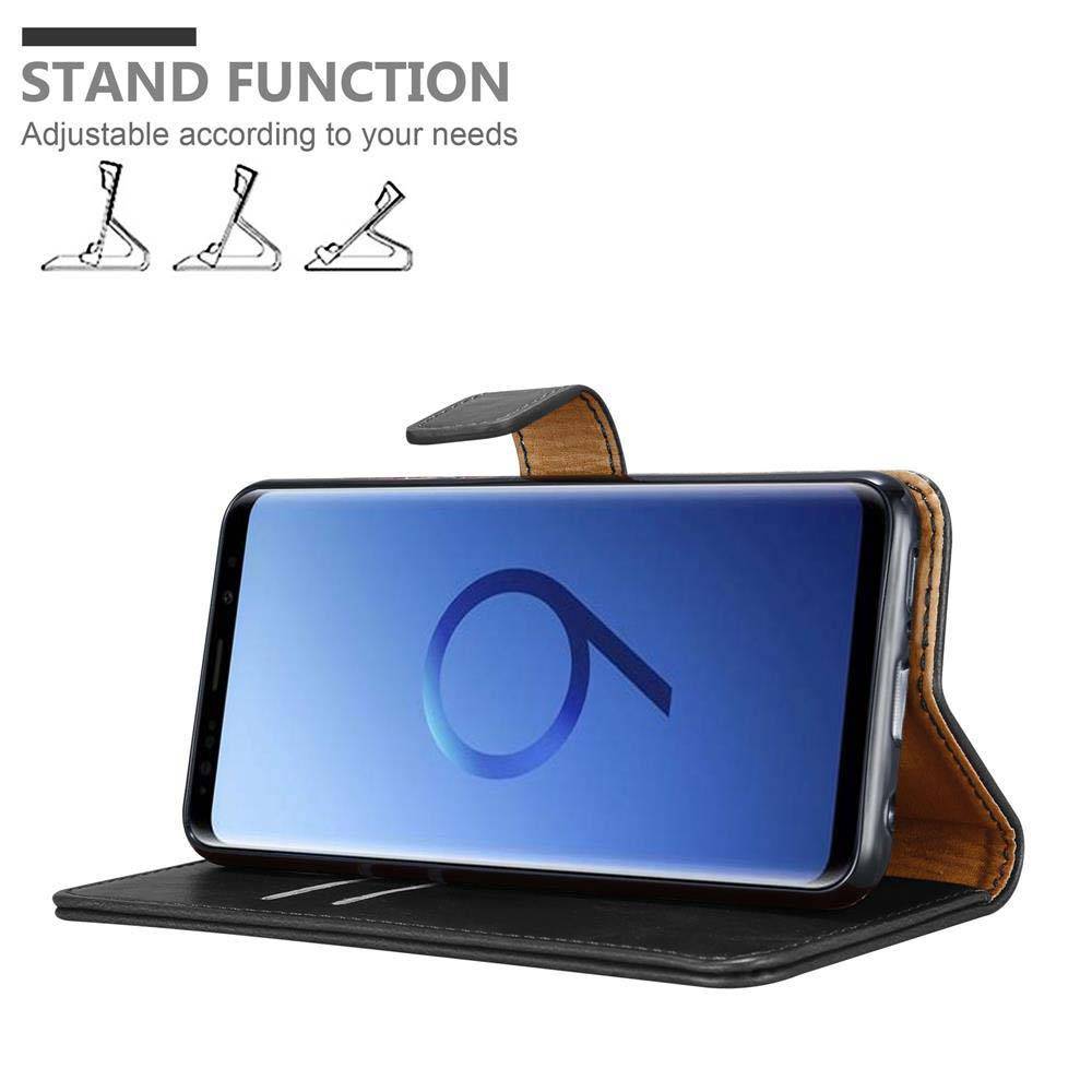 Cadorabo Hülle für Samsung Galaxy S9 PLUS Schutzhülle in Schwarz Handyhülle Book Tasche Case Etui Luxury