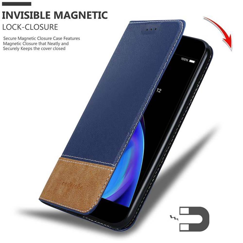 Cadorabo Hülle für Apple iPhone 7 PLUS / 7S PLUS / 8 PLUS Schutzhülle in Blau SHandyhülle Book Case Etui Kunstleder