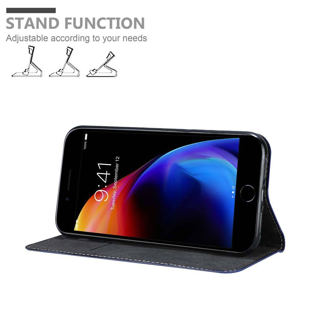 Cadorabo Hülle für Apple iPhone 7 PLUS / 7S PLUS / 8 PLUS Schutzhülle in Blau SHandyhülle Book Case Etui Kunstleder