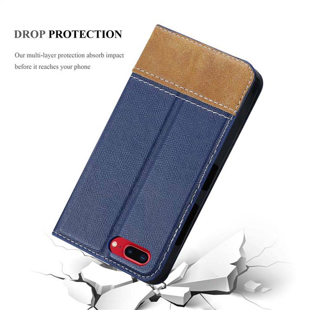 Cadorabo Hülle für Apple iPhone 7 PLUS / 7S PLUS / 8 PLUS Schutzhülle in Blau SHandyhülle Book Case Etui Kunstleder