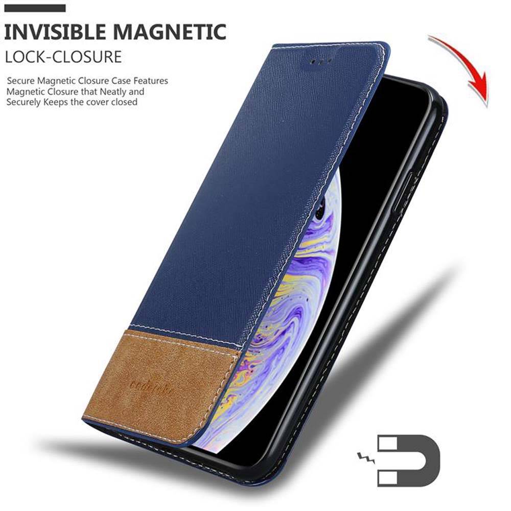 Cadorabo Hülle für Apple iPhone XS MAX Schutzhülle in Blau SHandyhülle Book Case Etui Kunstleder