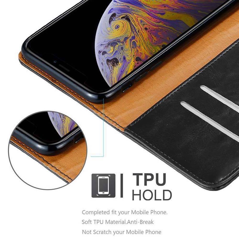 Cadorabo Hülle für Apple iPhone XS MAX Schutzhülle in Schwarz Handyhülle Book Tasche Case Etui Luxury